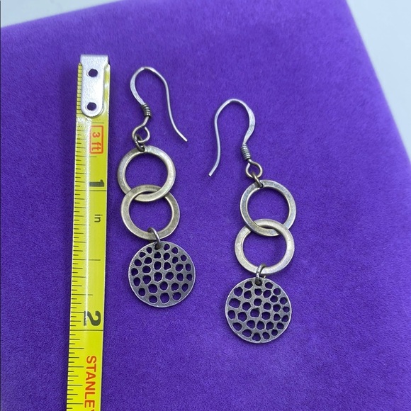 💛 Sterling Silver Geometric Drop Earrings - Picture 2 of 4